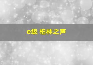 e级 柏林之声